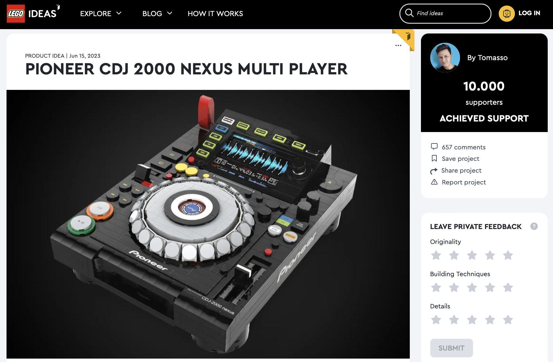 Pioneer CDJ 2000 Nexus Multi Player raggiunge i 10k su LEGO Ideas
