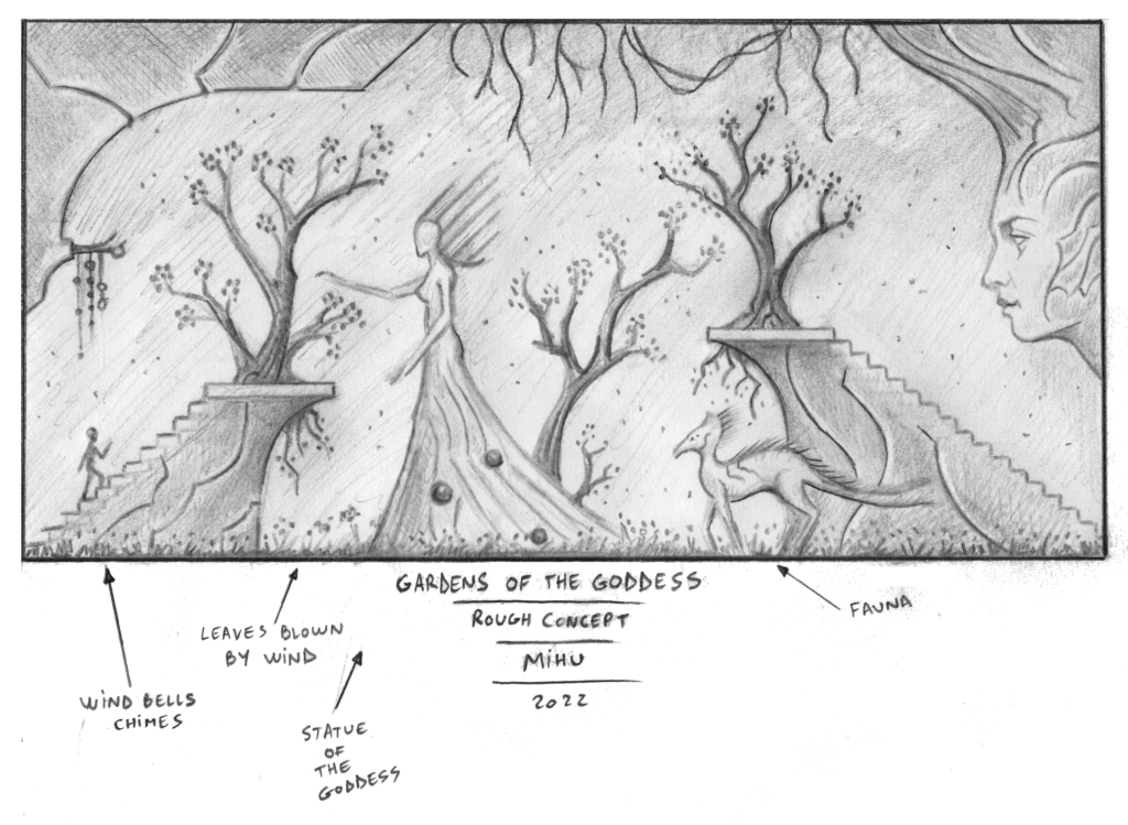 the garden of goddess disegno preparatorio