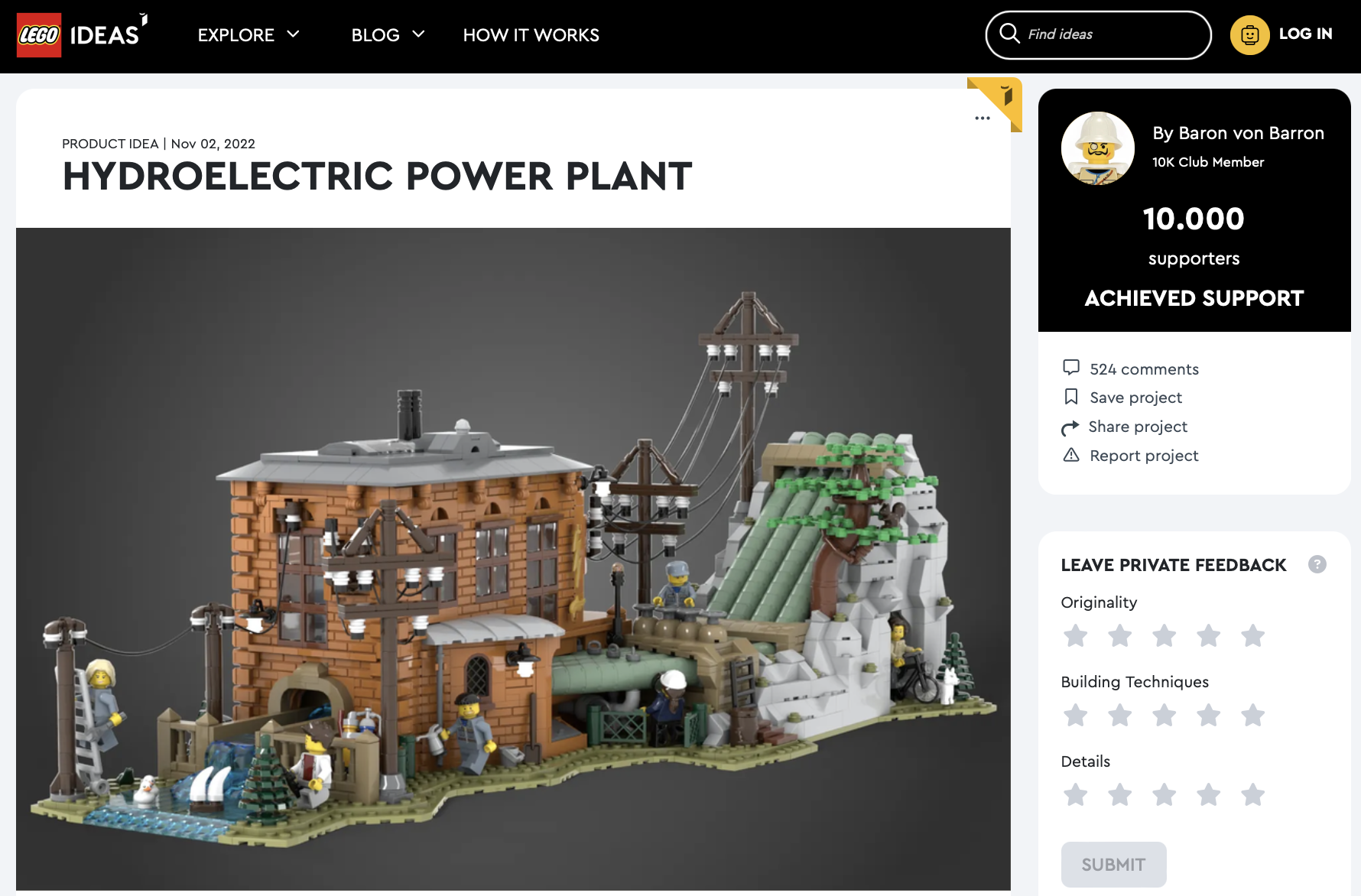 Hydroelectric Power Plant raggiunge i 10k su LEGO Ideas