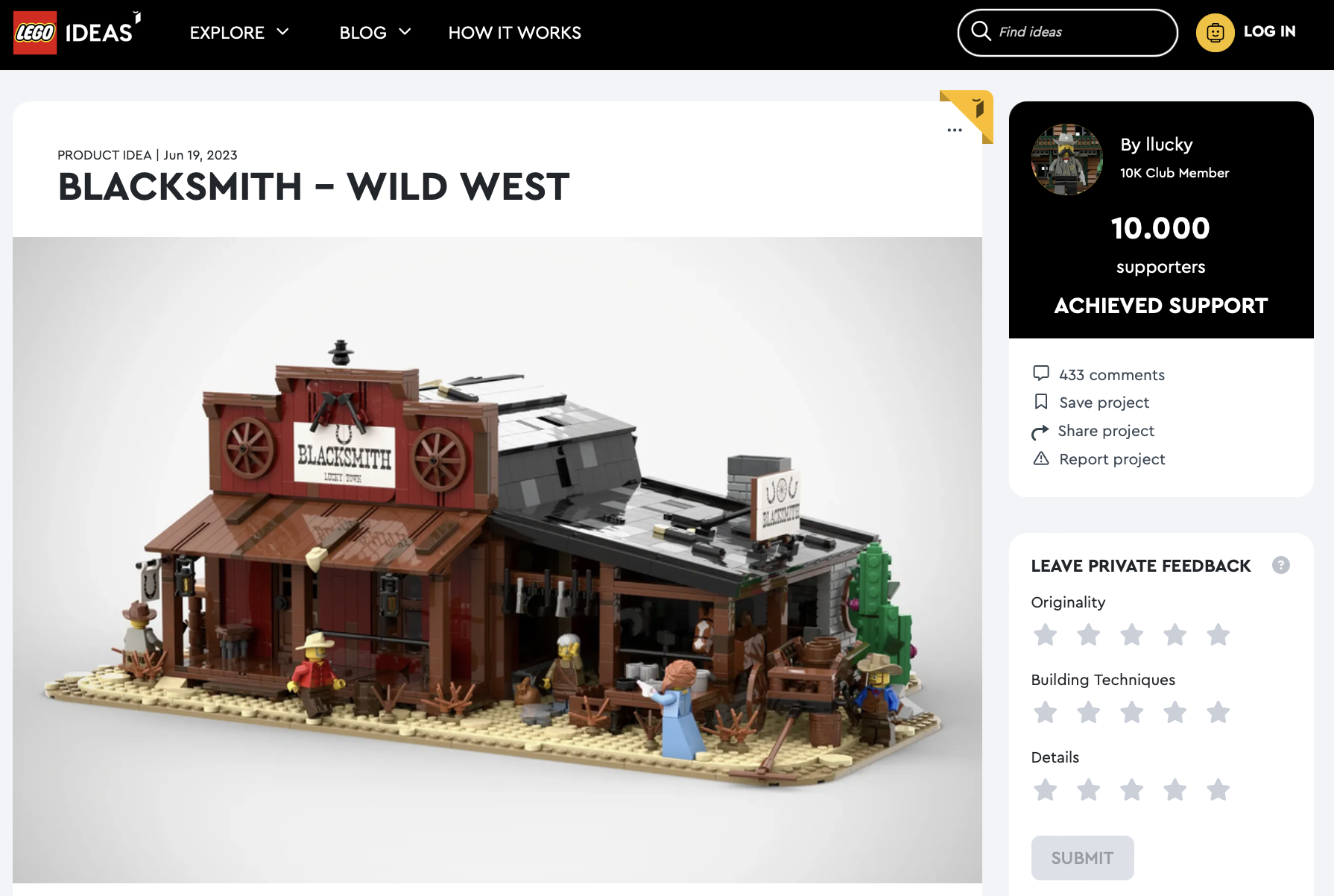 Blacksmith – Wild West raggiunge i 10k su LEGO Ideas