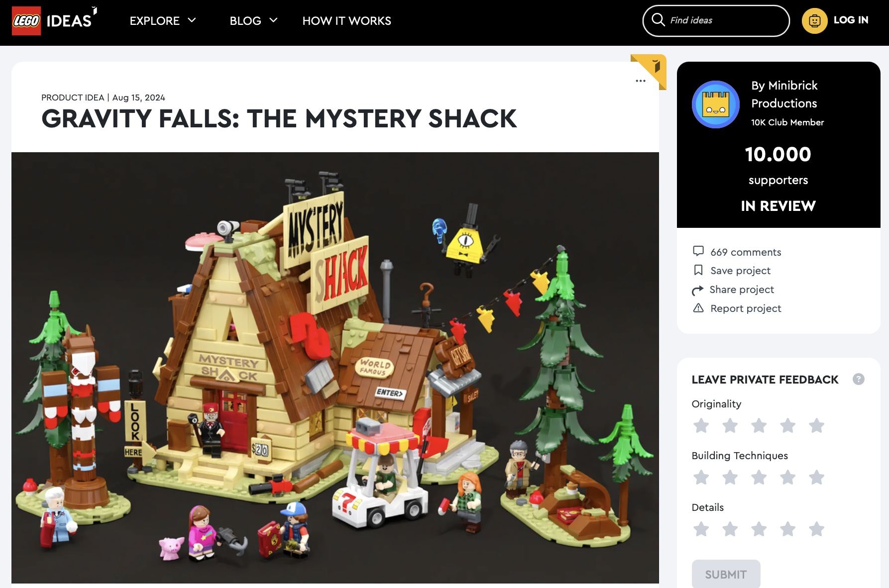 Gravity Falls: The Mistery Shack raggiunge i 10k su LEGO Ideas