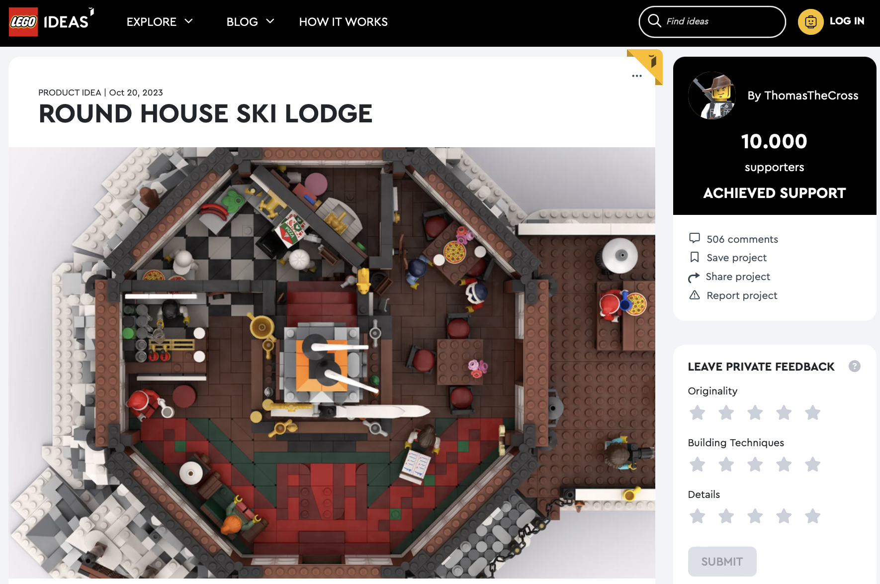 Round House Ski Lodge raggiunge i 10k su LEGO Ideas