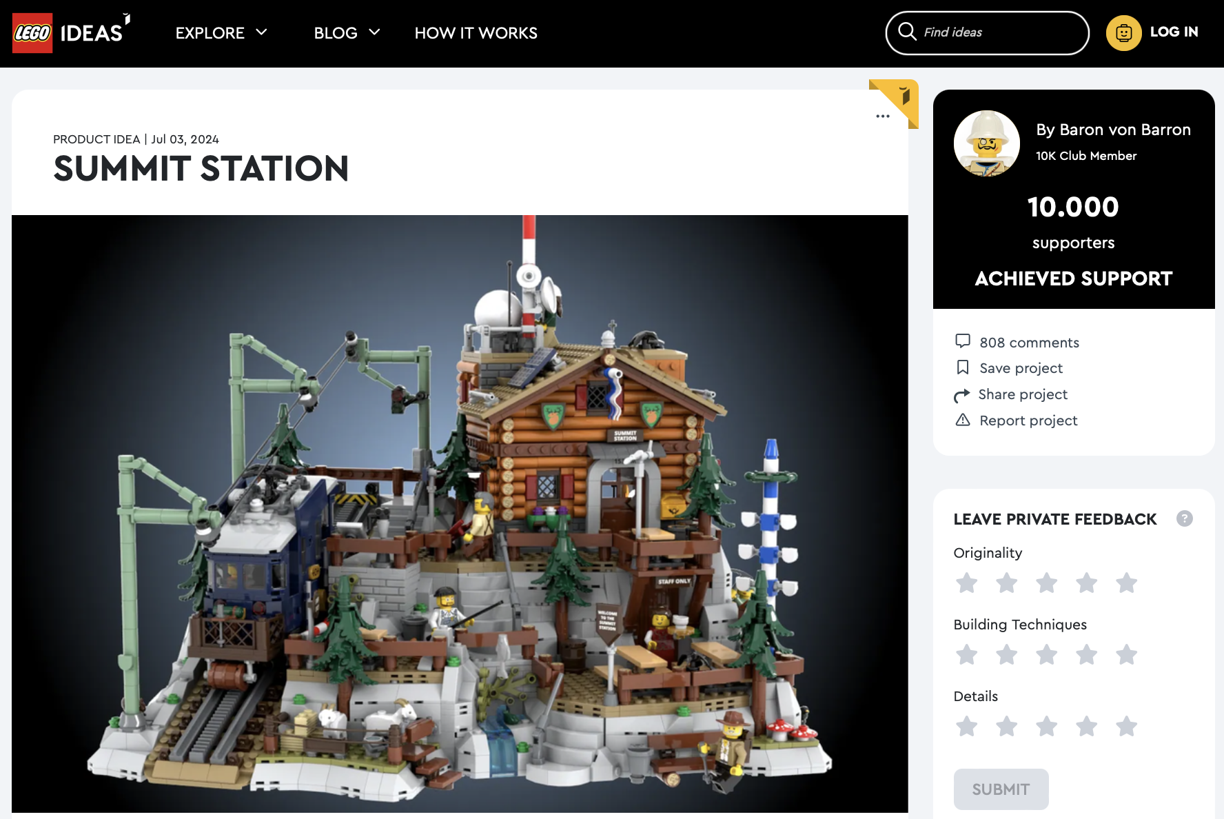 Summit Station raggiunge i 10k su LEGO Ideas