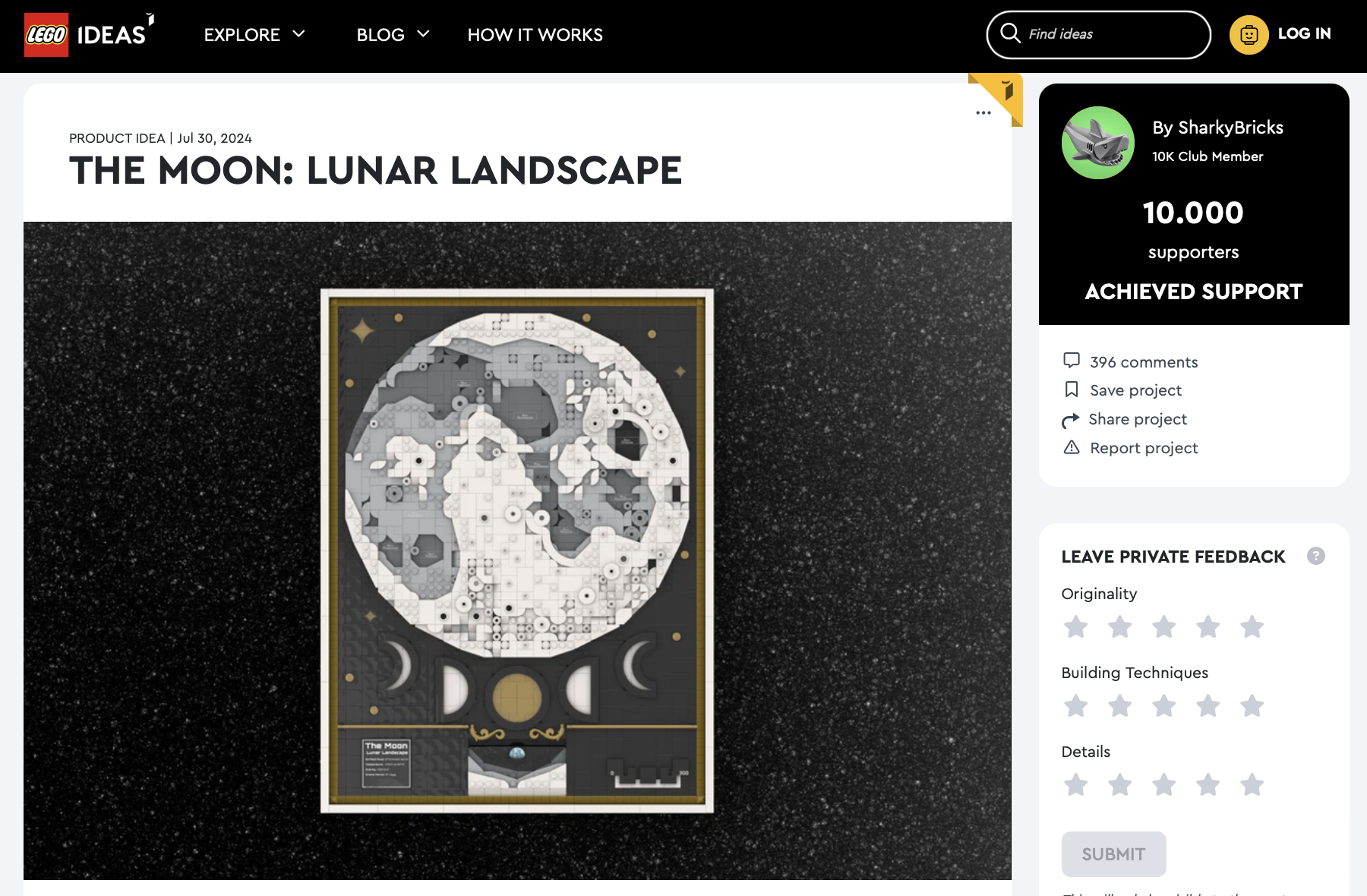 The Moon: Lunar Landscape raggiunge i 10k su LEGO Ideas