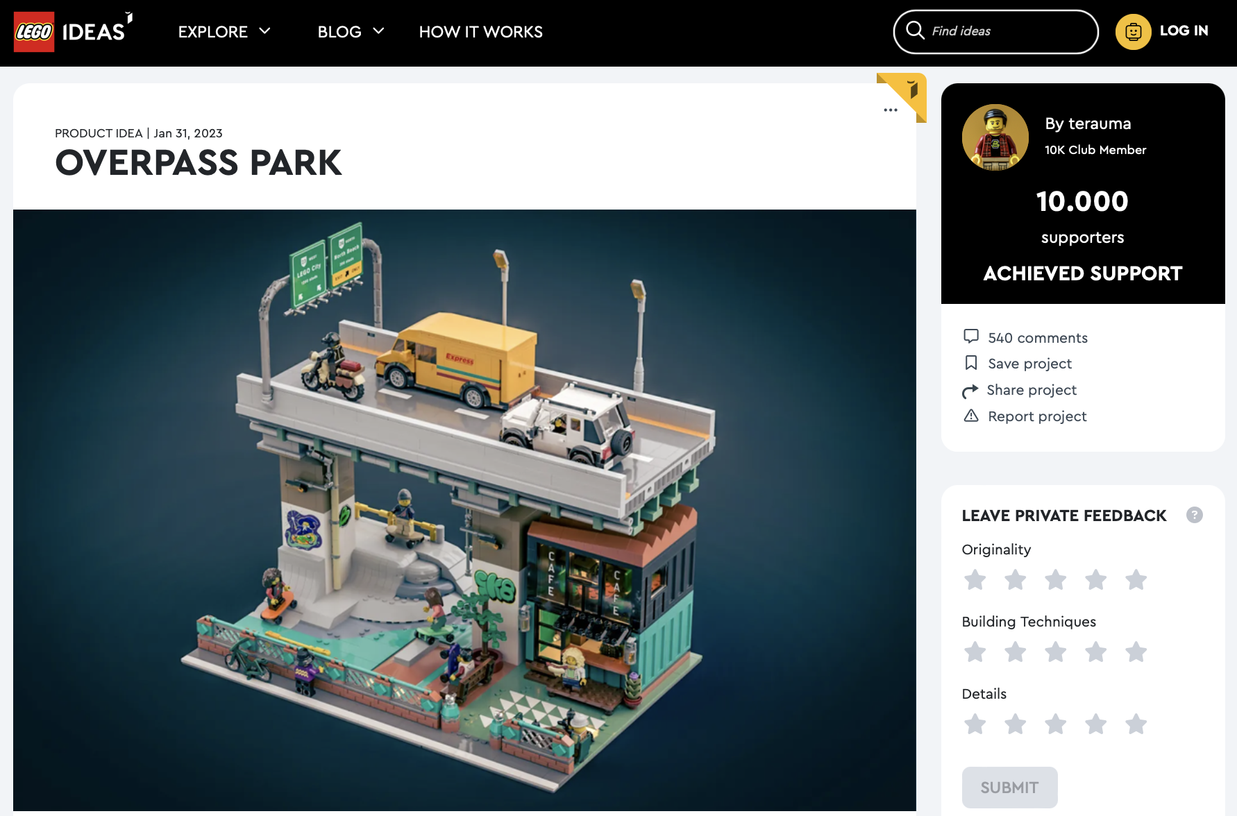 Overpass Park raggiunge i 10k su LEGO Ideas