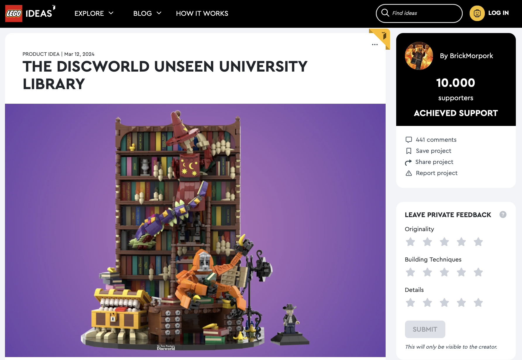 The Discworld Unseen University Library raggiunge i 10k su LEGO Ideas