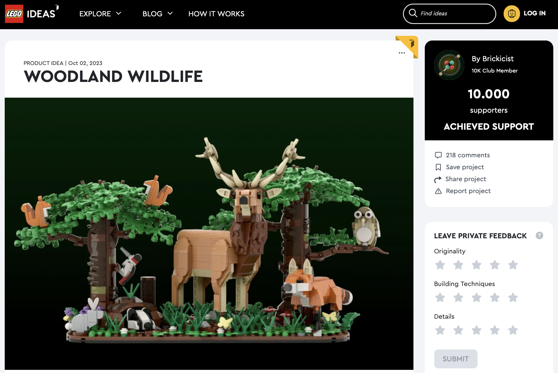 Woodland Wildlife raggiunge i 10k su LEGO Ideas