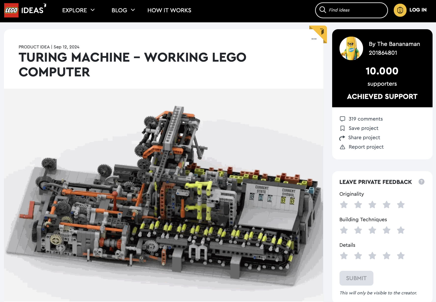 Turing Machine – Working LEGO Computer raggiunge i 10k su LEGO Ideas