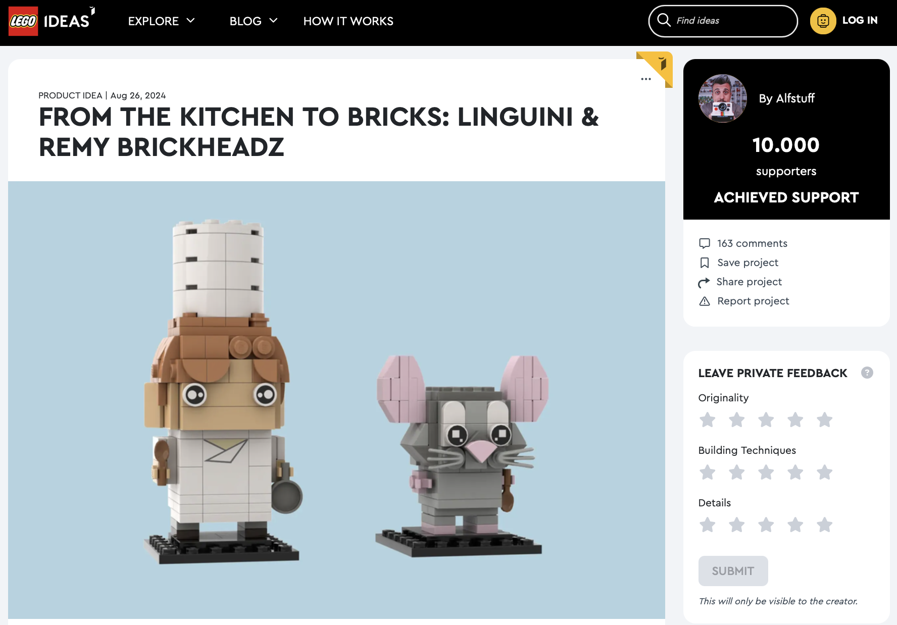 From the Kitchen to Bricks: Linguini & Remy Brickheadz raggiunge i 10k su LEGO Ideas