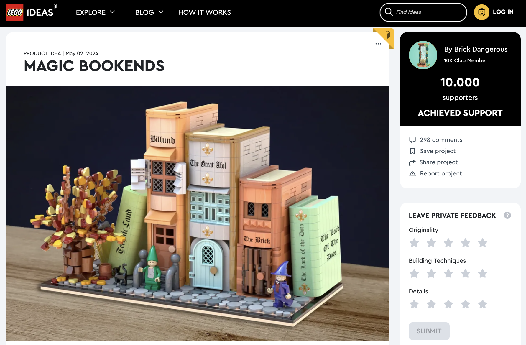 Magic Bookends raggiunge i 10k su LEGO Ideas