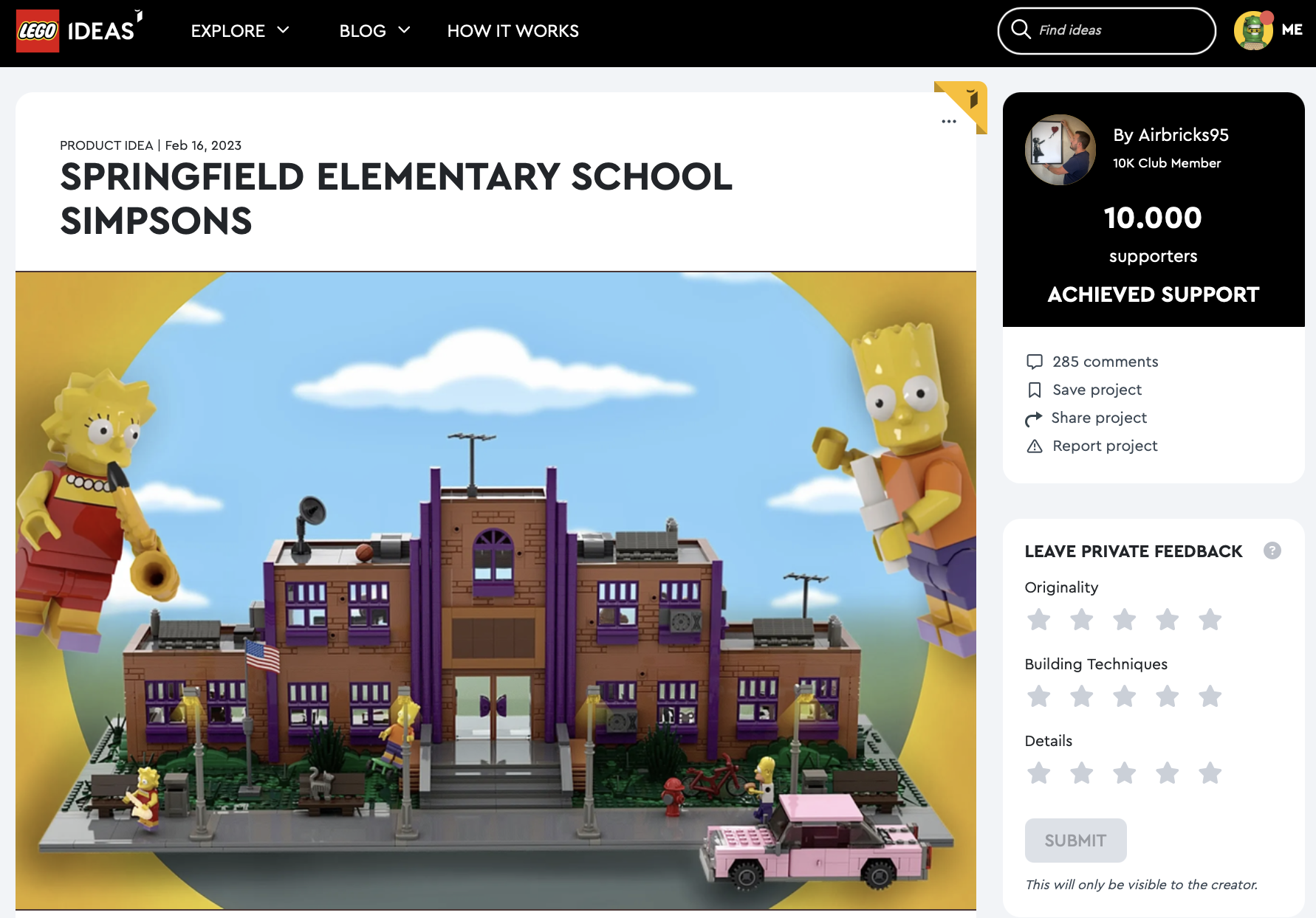 Springfield Elementary School Simpsons raggiunge i 10k su LEGO Ideas