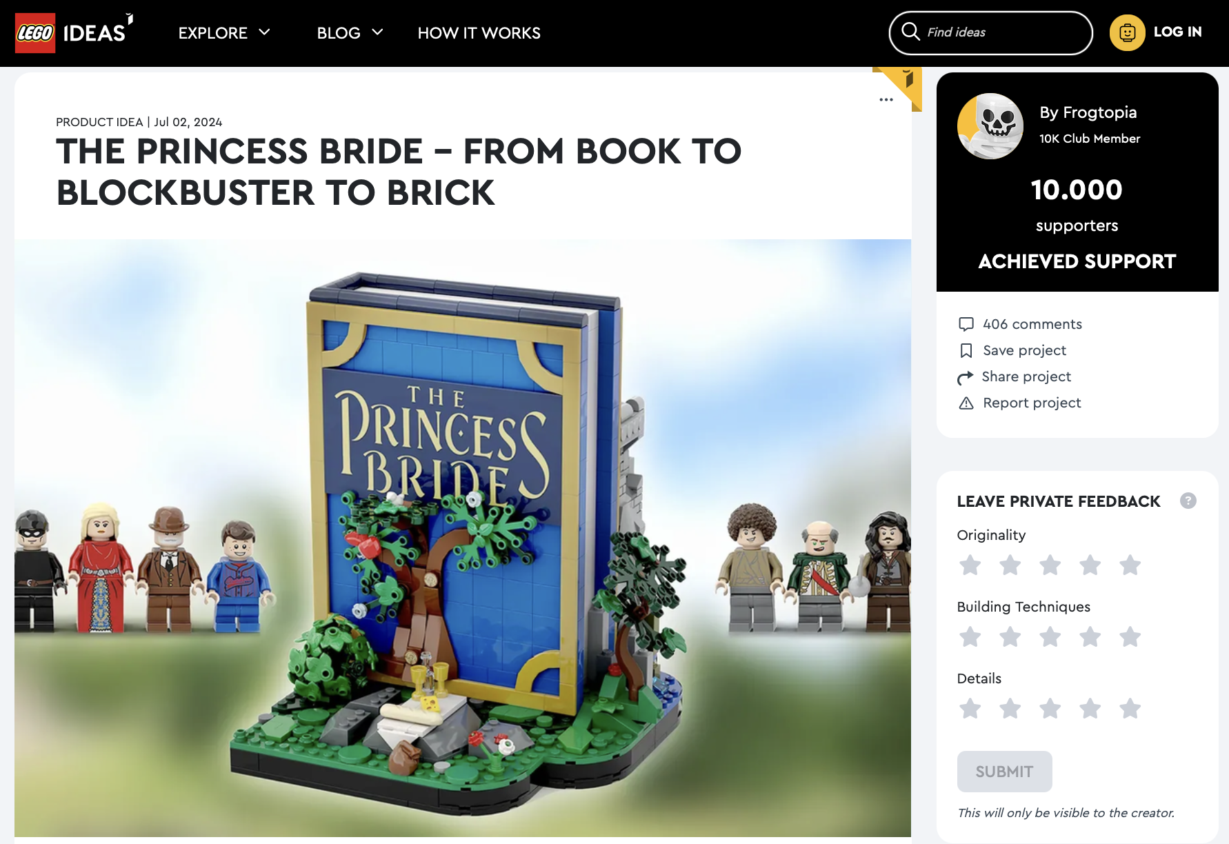 The Princess Bride – From Book to Blockbuster to Brick raggiunge i 10k su LEGO Ideas