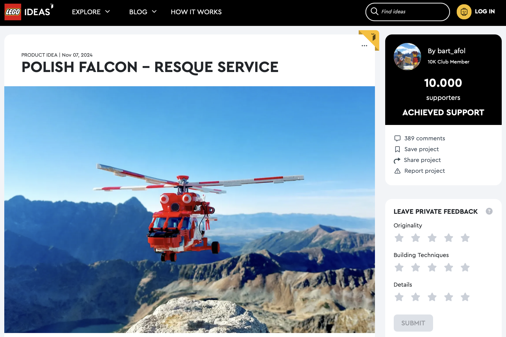 Polish Falcon – Resque Service raggiunge i 10k su LEGO Ideas