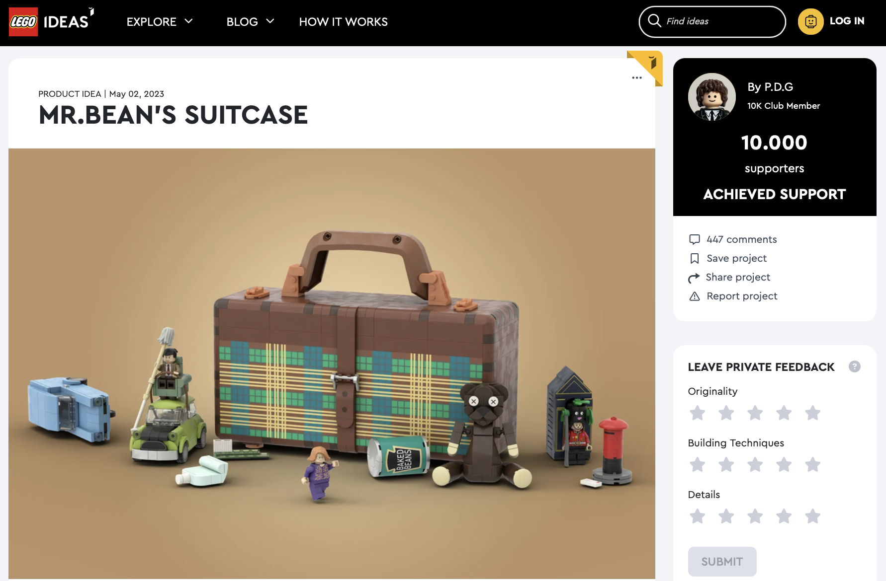 Mr Bean Suitcase raggiunge i 10k su LEGO Ideas