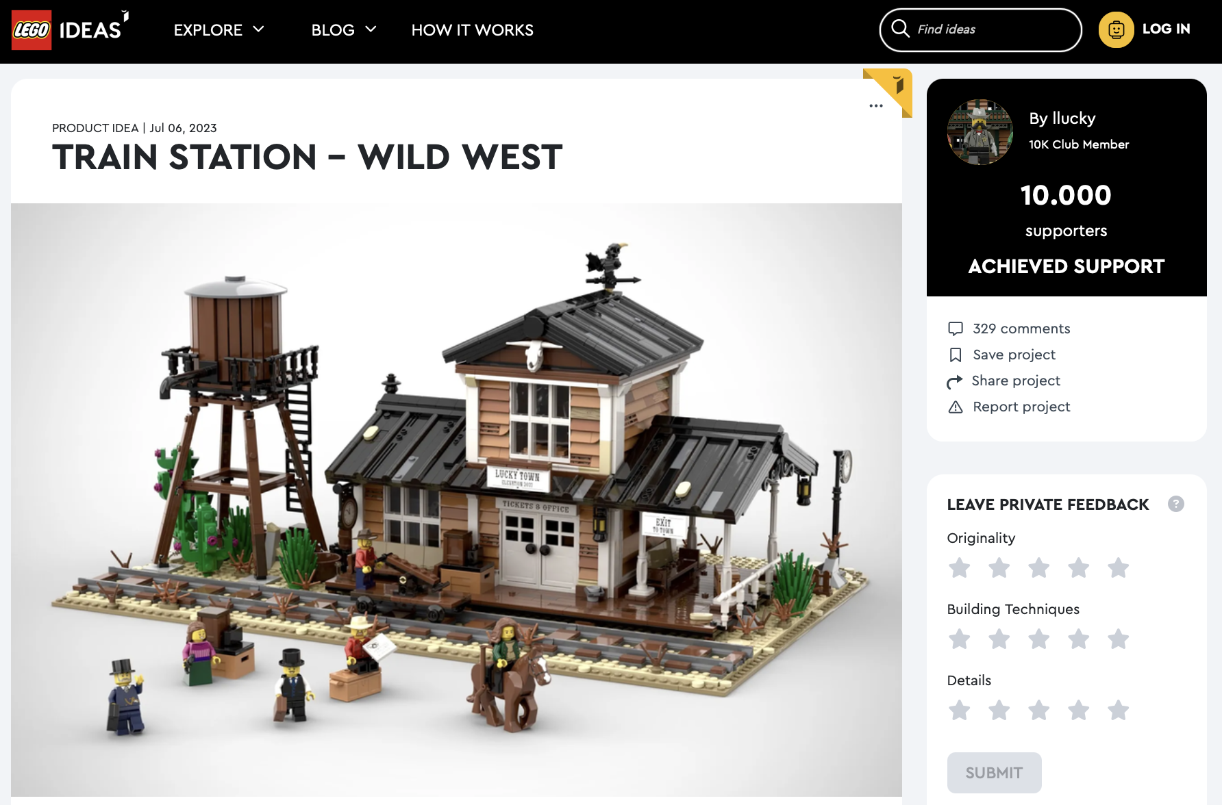 Train Station Wild West raggiunge i 10k su LEGO Ideas