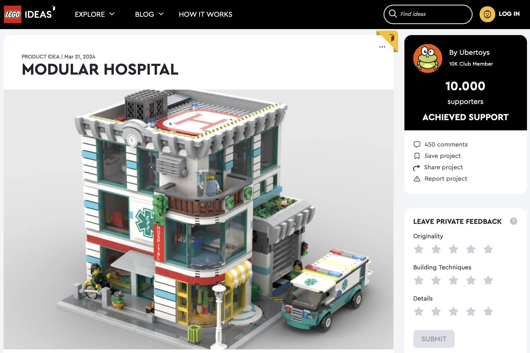 Modular Hospital raggiunge i 10k su LEGO Ideas