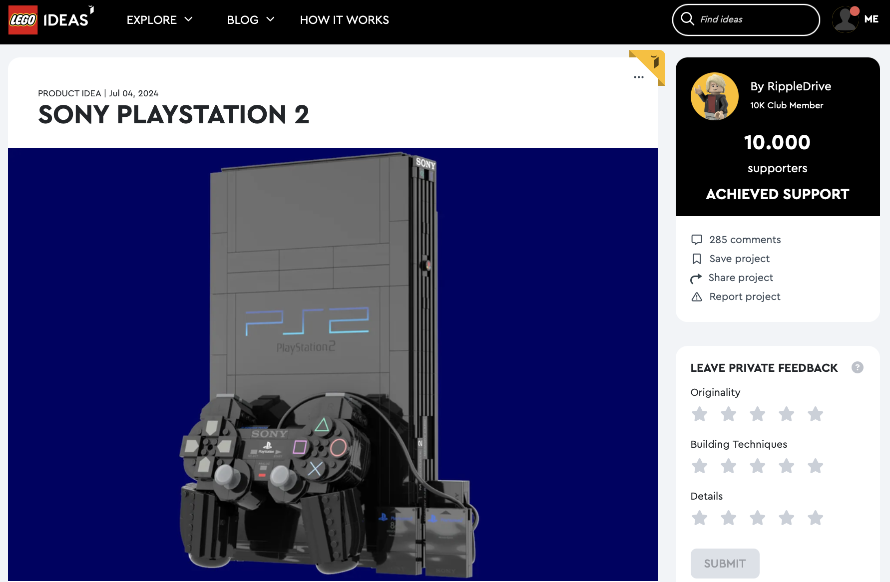 Sony PlayStation 2 raggiunge i 10k su LEGO Ideas