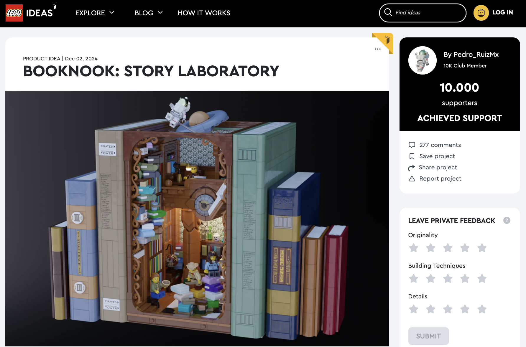 Booknook: Story Laboratory raggiunge la review LEGO Ideas