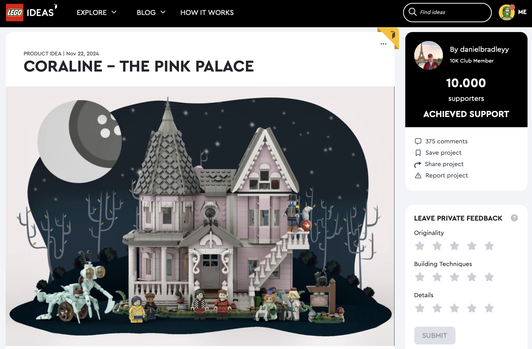 Coraline – The Pink Palace raggiunge la review LEGO Ideas