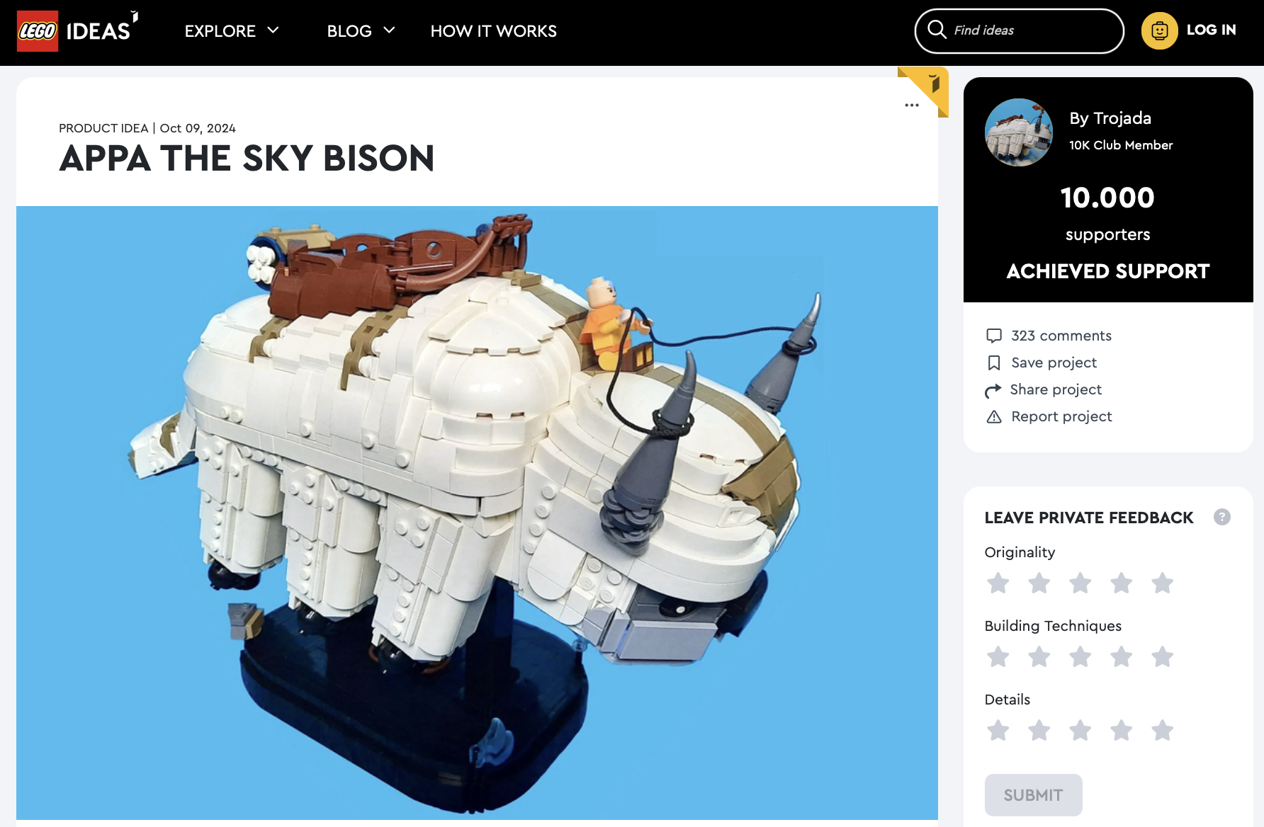 Appa the Sky Bison raggiunge la review LEGO Ideas