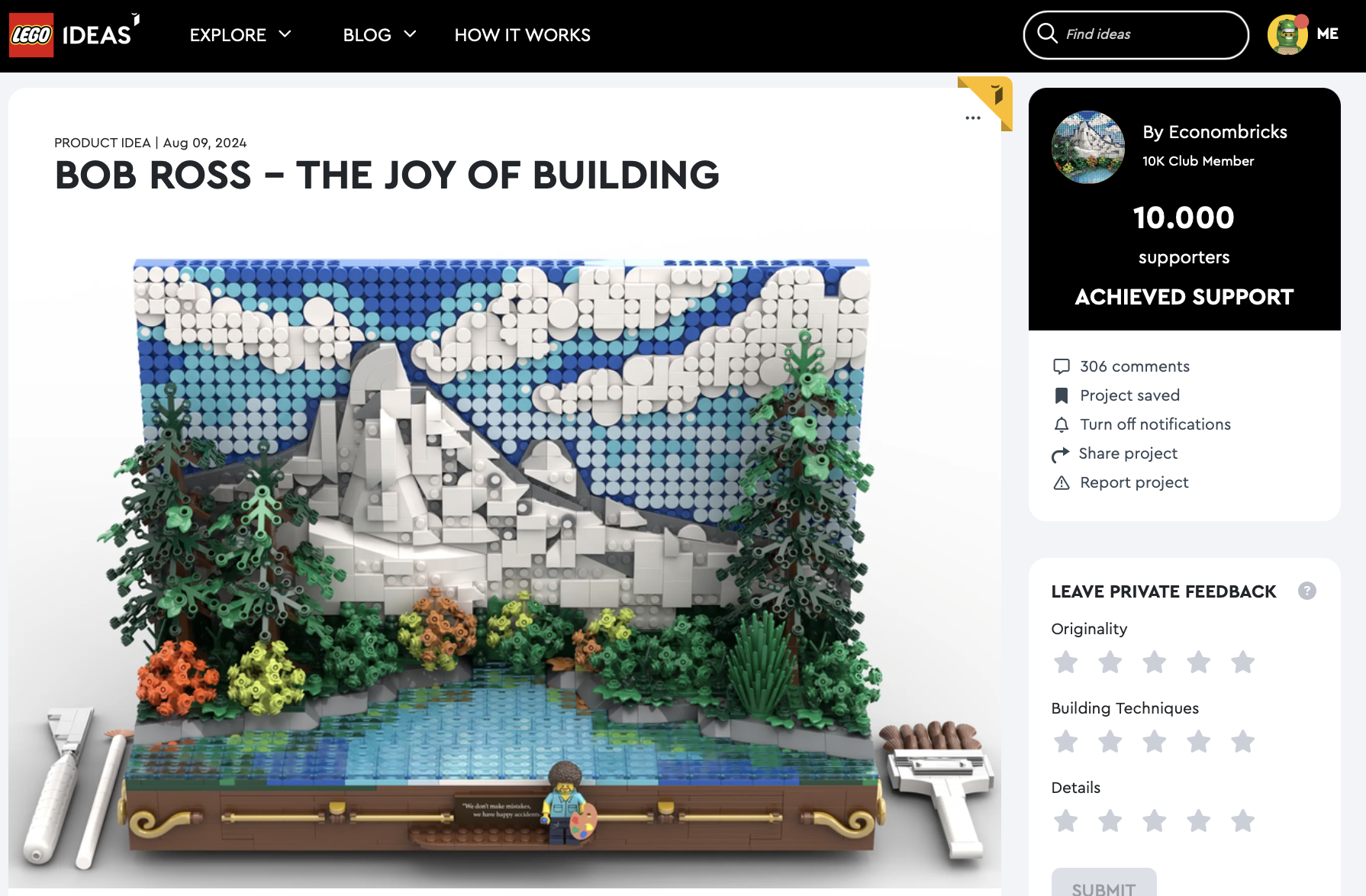 Bob Ross – The Joy of Building raggiunge la review LEGO Ideas