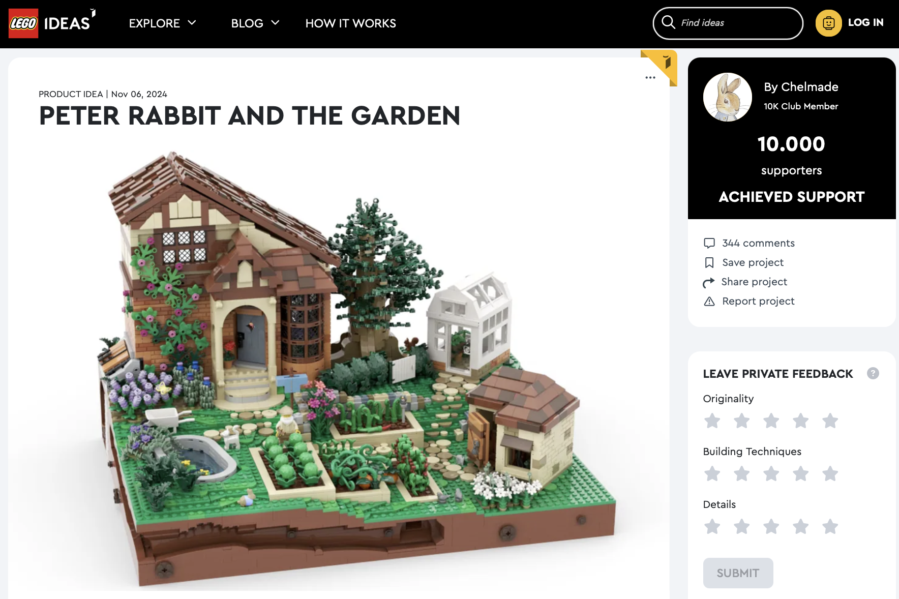 Peter Rabbit and the Garden raggiunge la review LEGO Ideas