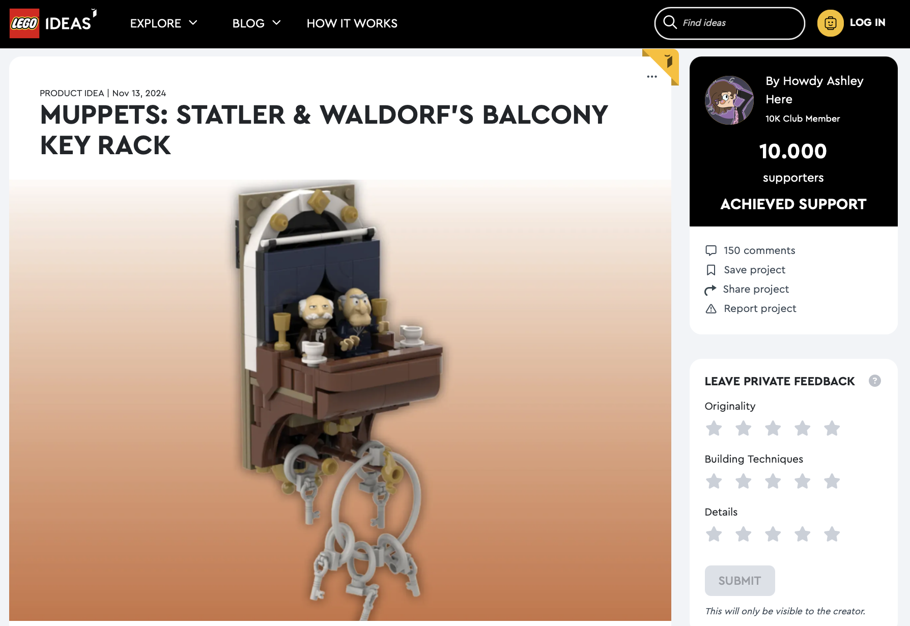 Muppets: Statler & Waldorf’s balcony Key Rack raggiunge la review LEGO Ideas