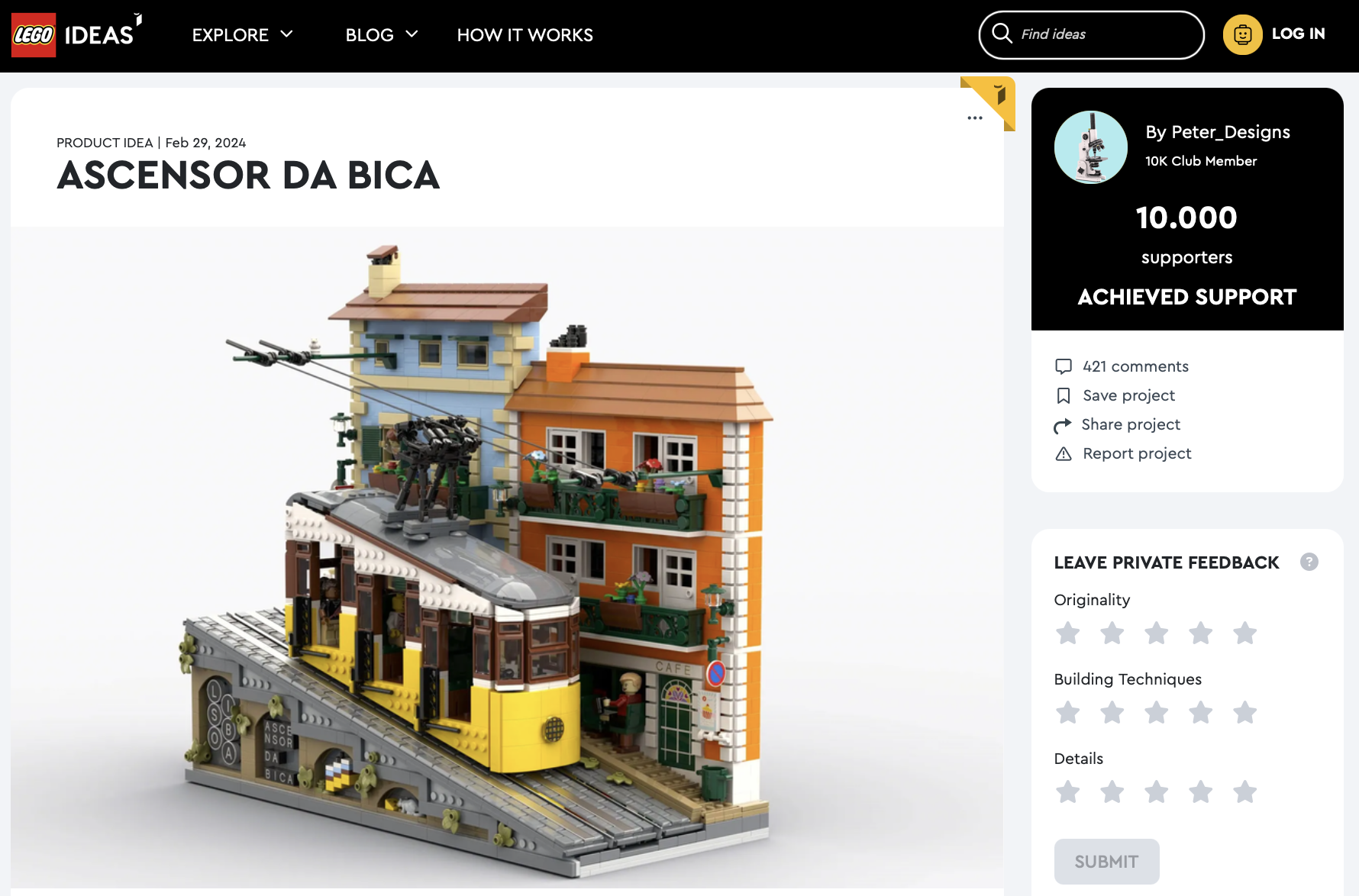 Ascensor da Bica raggiunge la review LEGO Ideas