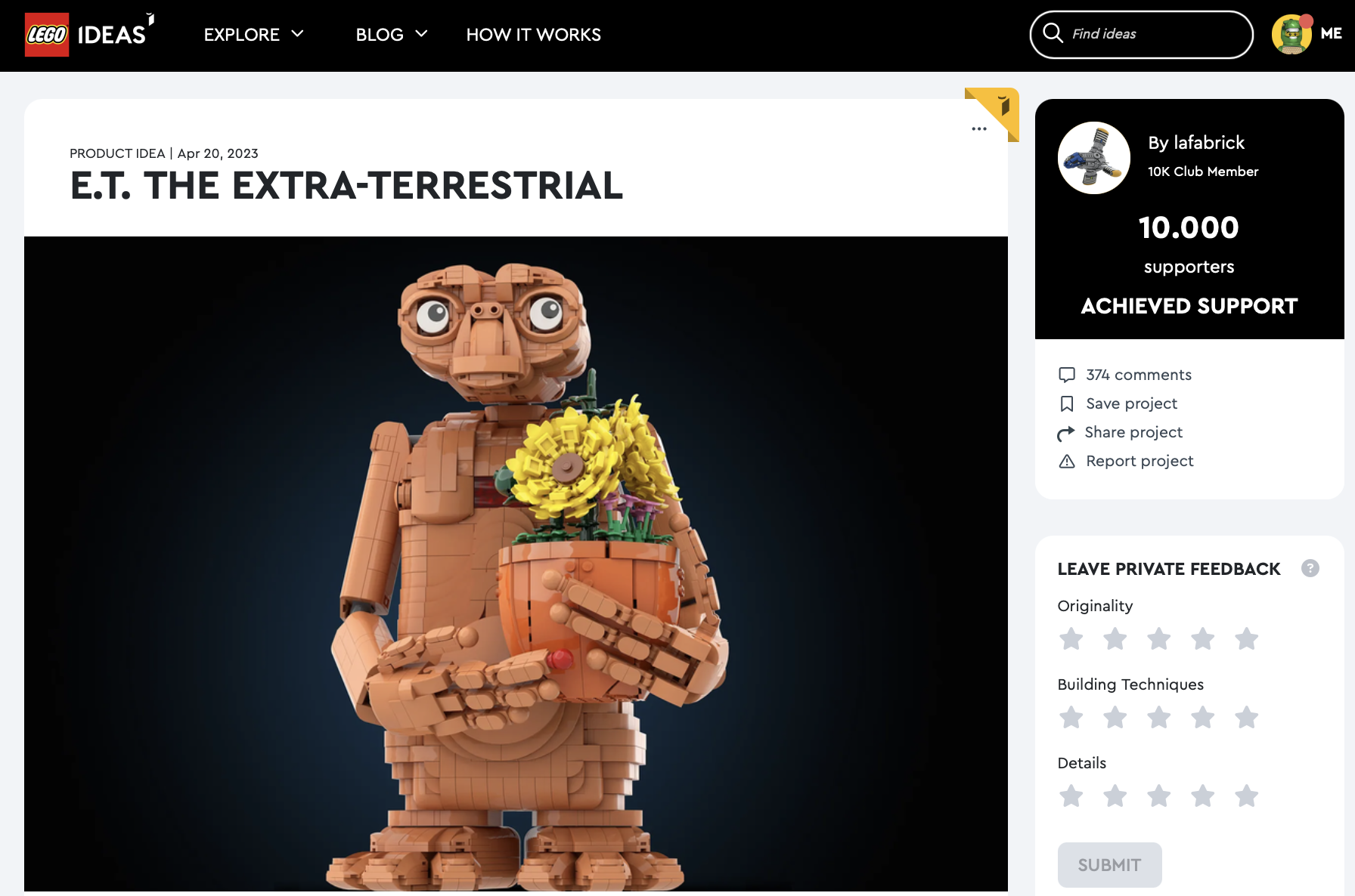 E.T. The Extra-Terrestrial raggiunge la review LEGO Ideas