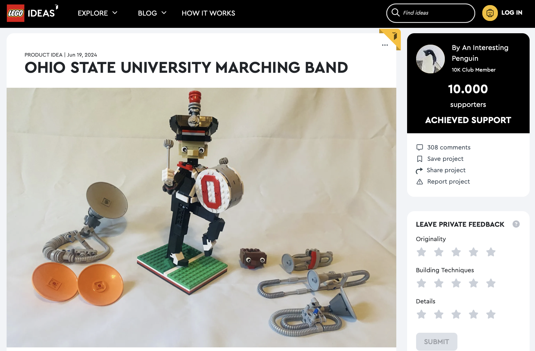 Ohio State University Marching Band raggiunge la review LEGO Ideas