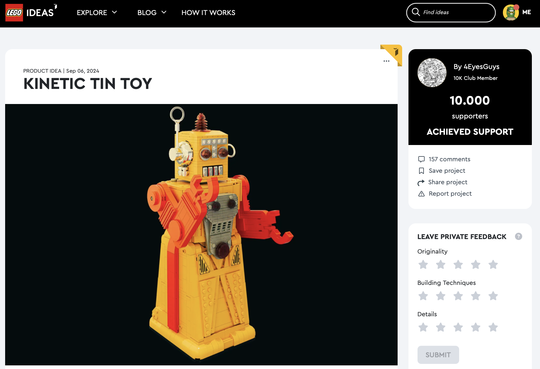 Kinetic Tin Toy raggiunge la review LEGO Ideas