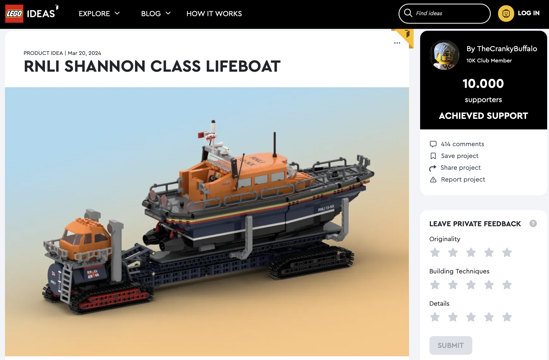 RNLI Shannon Class Lifeboat raggiunge la review LEGO Ideas