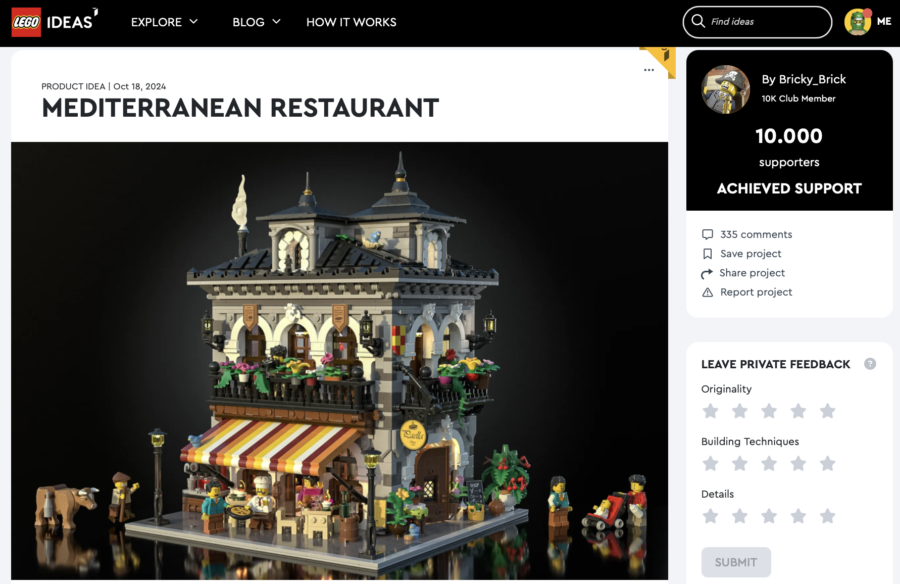 Mediterranean Restaurant raggiunge la review LEGO Ideas