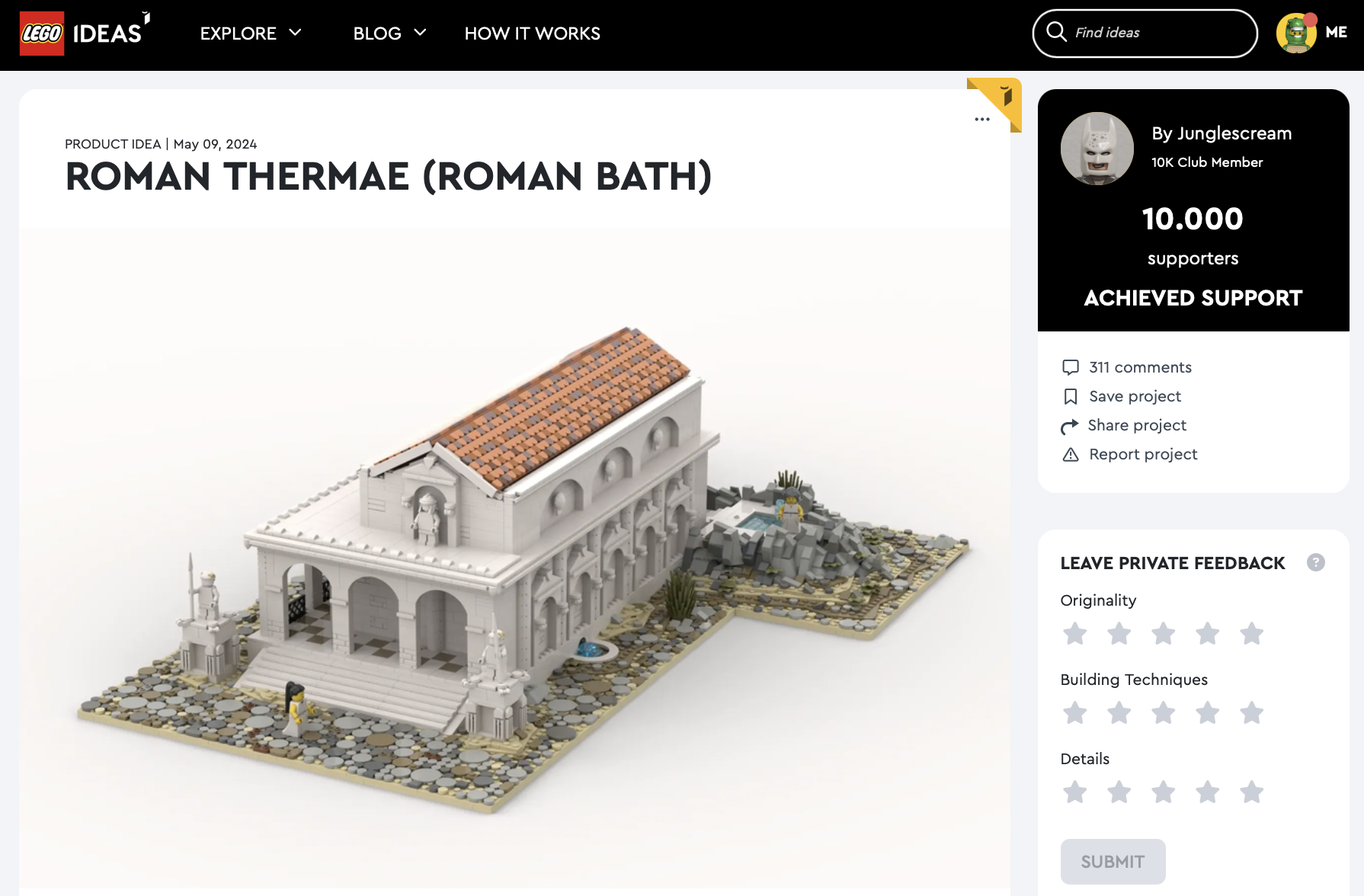 Roman Thermae (Roman Bath) raggiunge la review LEGO Ideas